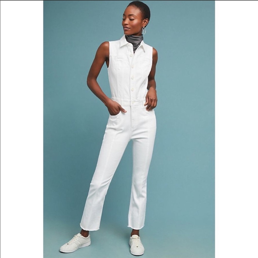 Pilcro by Anthropologie white denim jumpsuit